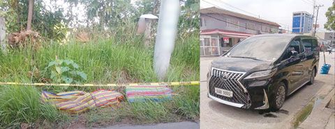 左圖為警方4月9日在黎剎省發現的裝有僑領郭從願和他的司機巴比溜的屍體的尼龍袋。右圖為郭從願的座駕被發現遺棄在計順市街邊。