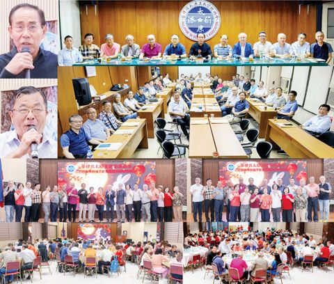 小圖:(左)聯歡會理事長文慶宗長致歡迎詞,秘書長霜苗宗長主持。