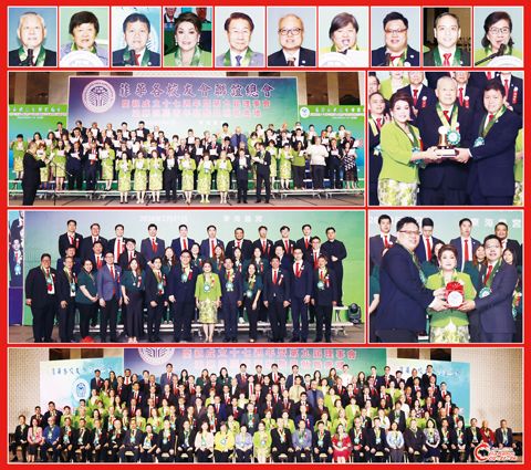 圖片說明：上排小圖左至右依次為李少平、劉憶椿、吳良煌、施玲玲、林榮輝、曾國強、陳惠玲、吳度順、黃裕寧和李伯慈。第二排左圖為全體新屆理事會職員的宣誓就職儀式；右圖為李少平（中）見證吳良煌（右）和施玲玲（左）的交接儀式。第三排左圖為校友總領導與全體新屆青年組職員的合影；右圖為施玲玲（中）見證青年組的交接儀式。下排為全體新屆職員與嘉賓的合影。＜本報記者Celia