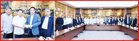 上圖龔詩貯基金會主席龔書芳向本會理事長林榮輝移交捐獻支票。