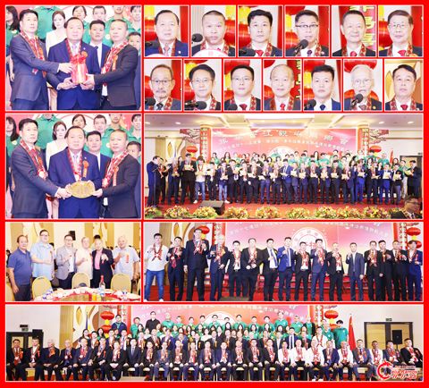 圖片說明:左上圖為施偉廉(中)見證施漢明(右)和施友吉(左)的交接儀式。右上兩排小圖左至右,上至下依次為施偉廉、施漢明、施友吉、丁勁樟、施純亭、施培銓、施清明、施天乙、記施東樑、施能傳、施榮棠、施養鏘、施純通。第三排左圖為致謝施偉廉的儀式;右圖為全體新屆職員的宣誓就職儀式。第四排左圖為施嘉驃與施氏宗親友人的合影;右圖為祝酒儀式。下排為全體新屆職員與嘉賓的合影。(本報記者Celia