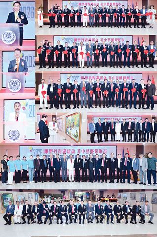 小圖左起本會林榮輝理事長、新聯公會會長陳炳清、雕塑家石燕民分別緻詞。