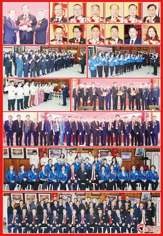 圖片說明:左上圖為張孚超(中)見證張孚志(右)和張傑欽(左)的交接儀式;右上兩排小圖左至右,上至下依次為張孚超、張昭和、張孚志、張傑欽、施偉廉、施清偉、施碧波、張年習、顏啟明、張懷義、張建謙和王惠真。第三排為新屆理事會及婦女組職員的宣誓就職儀式。第四排左圖為新屆青年組的宣誓就職儀式;右圖為致贈《慶典特刊》的環節。第五排為張顏同宗總會捐獻商總的儀式。第六排為張孚超、張孚志、張傑欽與新屆職員的合影。下排為全體新屆理事會職員的合影。(本報記者Celia