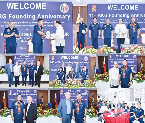 上圖菲國警副總監Penones准將向本會頒發表揚獎狀,由副理事長吳啟發代表領獎。