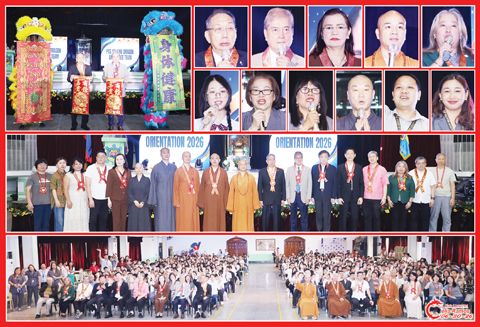 圖片說明：左上圖為蔡聰妙和許學禹與醒獅的合影。右上兩排小圖左至右，上至下依次為蔡聰妙、許學禹、邱涓涓、法度法師、劉玉珊、林小媛、廖雪蘭、Cherry