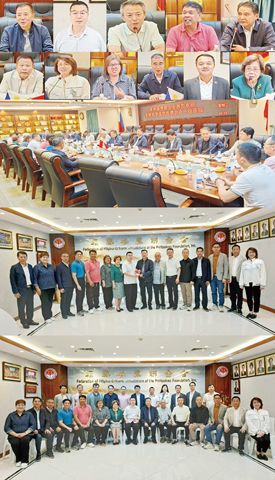 圖片說明：第一排：從左到右依次是趙啟平、王宇航、楊華鴻、黃思華、柯志超。第二排從左到右依次是孫明強、施玉容、陳惠玲、吳建華、謝培鵬、許麗容。第三排：會場情況。第四排：捐贈儀式。第五排：大合影。